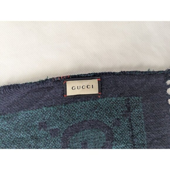 Gucci GG Monogram Check Scarf Cashmere Multicolor Made in Italy. - Picture 6 of 6